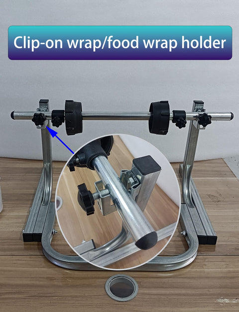 Heavy Duty All Metal Roll Holder Dispenser For Bubble Wrap Stretch Film And Foam Commercial Packing Stand with clip-on holder