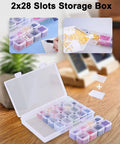 2x28 storage box for Diamond Painting Light Pad Kit A4 With LED Tracing Box And 5D Tool Set, clear boxes with colorful beads