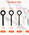 8 Piece Allen Wrench Keychain Set With Black Metal Hex Keys In 1/8 Inch, 5/32 Inch And 7/32 Inch, size dimensions and key rings shown