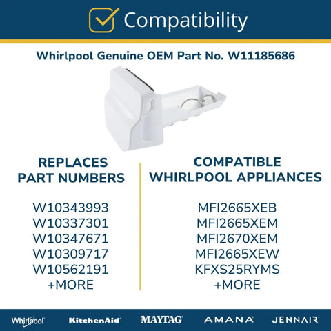 Genuine OEM Ice Bin For Side By Side Fridge Replacement Part W11185686 Replaces W10309717 W10337301 W10343993 W10347671 W10536669 W10562191 W11097357 WPW10562191 white plastic ice bin
