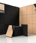 No Sweat Peel And Stick Acoustic Foam Panels 48 Pack Self Adhesive Sound Proofing Wedges One Inch Thick Triangle Wall Tiles for sound control