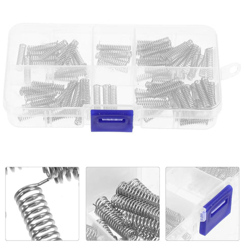 Top Grade Stainless Steel Compression Springs Assortment 100 Pcs Mini Size Helical Hardware Kit For DIY Repairs Car And Door Fixes Built Tough clear plastic organizer with assorted stainless steel compression springs