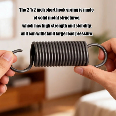 Pair Of Heavy Duty Steel Recliner Springs Featuring Half Inch Tension Coils Built For Swift Furniture Fixes And Reliable Mechanism Swaps To Get Your Favorite Lounge Chair Gliding Like New Again, 2.5 inch metal hook spring.