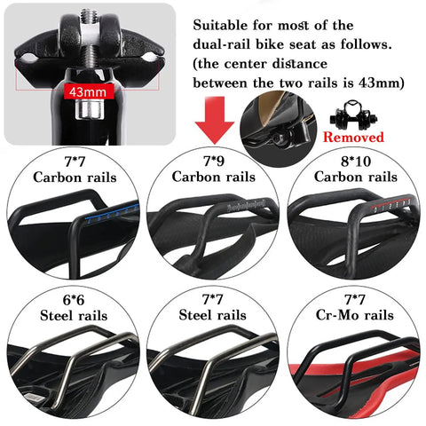 Various rail styles compatible with Ultralight 27.2/31.6 Carbon Seatpost for Mountain Road MTB and BMX Bikes, full 3K T800 carbon fiber.