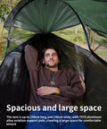 Person relaxing inside 3 In 1 Camping Hammock Tent With Mosquito Net And Sunshade For Two, Ultralight And Extra Large, Hang Or Ground Tent
