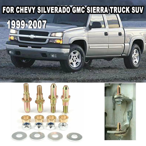 Door Hinge Pin And Bushing Repair Kit For 1999 2000 2001 2002 2003 2004 2005 2006 2007 Chevy Silverado GMC Sierra SUVs, components shown