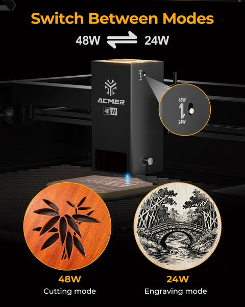 P3 Laser Engraver With Switchable 48W And 24W Diode 455Nm Laser Cutter Engraving Machine with switchable modes for cutting and engraving