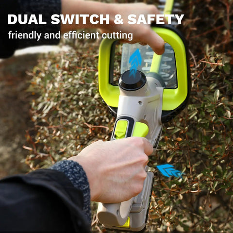 Lightweight 20V Cordless Hedge Trimmer With 20 Inch Cutting Bar Battery Included Five Eighth Inch Cutting Capacity for shrub trimming