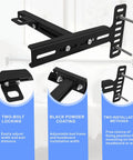 Adjustable headboard bracket with two-bolt locking, black powder coating for secure installation, No More Floor Bounces Or Pesky Squeaks With These Adjustable Headboard Brackets And Universal Bed Foot Extenders For Steel Frames Quick Setup Twin Full Queen King Ready Solid Grip Guaranteed.