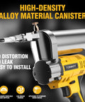 Close-up of Powerful 14,000 PSI Cordless Grease Gun Kit With Two Batteries, highlighting high-density alloy canister material.