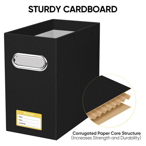 Super Tough Collapsible Cardboard File Organizer Box With Strong Carry Handle, Heavy Duty Document Storage Cartons For Office Desks, Easy Fold Flat Design Keeps Your Papers Totally Sorted And On Point