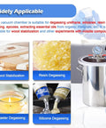 Premium 304 Stainless Steel Vacuum Chamber Degassing Tank For Epoxies And Wood Stabilization with various uses for resin and oils.