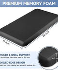 Ultra Thick 4 To 5 Inch Memory Foam Anti Fatigue Kitchen Mat Non Slip Water And Stain Resistant 17 By 28 Inch Rug Black