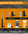 All In One Tire Repair Kit For Cars Trucks Motorcycles And Tractors With 120 Screws And Sealant Includes screwdriver, snip tip cap, and scrapers