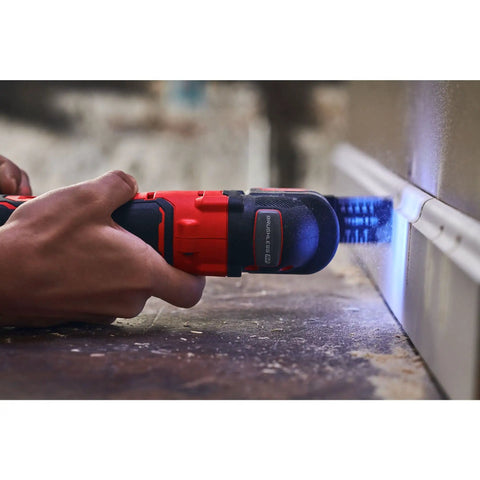 V20 Cordless Oscillating Multi Tool With Beast Mode Power Up To 19000 OPM Variable Speed Quick Tool Free Blade Change System Built In LED Light Versatrack Compatibility Bare Tool Only cutting drywall close-up
