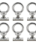 T Track Mount Tie Down Anchor Kit 6Pcs M10 Stainless Steel With Nuts And Lifting Eye Bolts For Roof Rack 4WD Awnings And Accessories Heavy Duty Cargo Securement, six M10 eye bolts