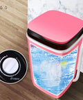 No Sweat Portable Compact Washing Machine Half Automatic Spin Washer With Built In Scrub Brush 4.5kg showing water inside and timer dial.