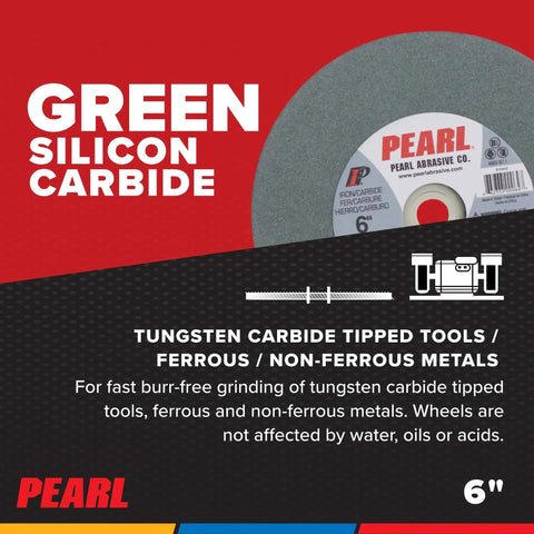 6X1X1 C120 General Purpose Bench Grinding Wheel for Metal, green silicon carbide, product label and usage information.