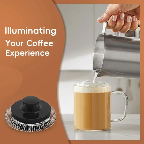 Replacement Whisks For Magic Froth 9 In 1 Electric Milk Steamer And Frother Duo Pack With Neodymium Magnets Compatible With Instant Pot Only Not For Other Brands, showing a whisk and foamed milk being poured into a glass cup.