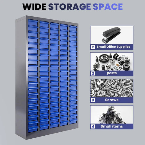 Heavy Duty 100 Drawer Parts Cabinet With ABS Drawers And High Capacity Shop Grade Nut And Bolt Organizer And Bolt Bin For Workshop And Home Garage