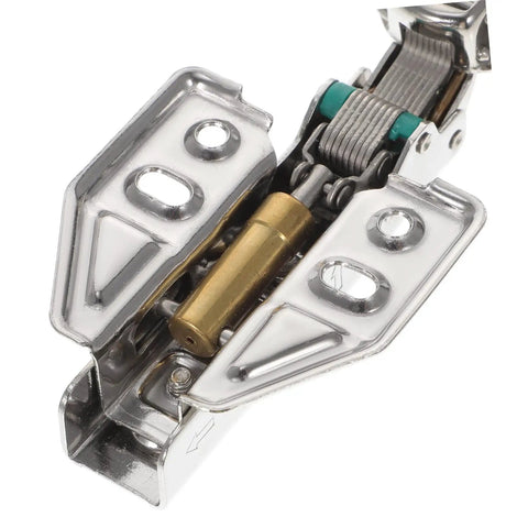 Rock Solid Stainless Steel Concealed Cabinet Hinges With Slick Silent Soft Close Self Closing Design For Kitchen Cupboards featuring a detailed view of the internal mechanism.