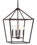 Oil Rubbed Bronze Lantern Pendant Light With 4-Light Pagoda Style Metal Cage Farmhouse Hanging Ceiling Fixture For Kitchen Island LED Bulbs Included Right Now, front view
