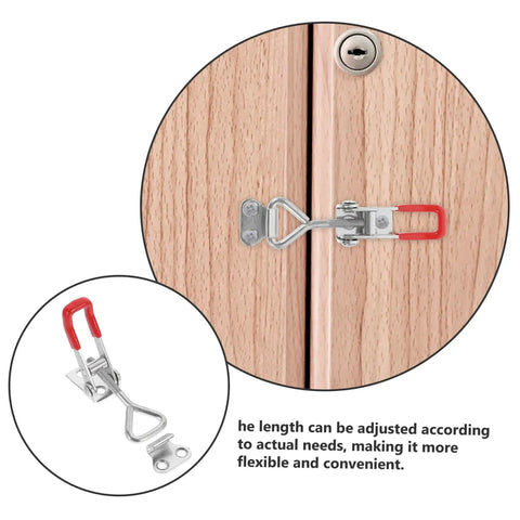 Adjustable Heavy Duty Toggle Clamp Latch Set 4 Pack, Tough Grip, Compact Pull Latch For Cabinets, Tool Boxes, Suitcases, Sliding Doors, Easy Install And Quick Release on wooden cabinet