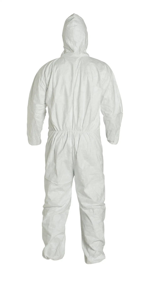 TY127S Disposable Coverall With Respirator Fit Hood And Elastic Cuffs White Medium Size shown from back view
