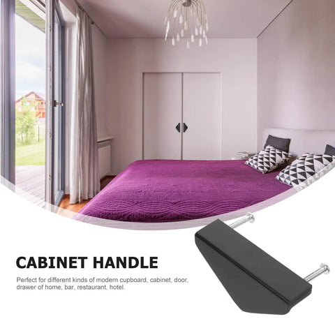 Triangle Cabinet Pulls Set Of 4 Black Aluminum Drawer Handles 64 Mm Center To Center Mounting in a modern bedroom setting