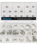 325 Pieces 304 Stainless Steel External C Clips Circlips Retaining Snap Ring Assortment Set For Shafts Cylinders Valves Machinery And DIY Enthusiasts Pro Grade Outdoor Projects in a labeled case with compartments showing assorted sizes from 4mm to 28mm.