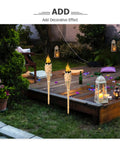 Natural Bamboo Tiki Torch Outdoor Set 2 Pack with Decorative Woven Design for backyard vibes and garden lighting, installed on patio