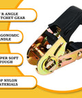 Heavy Duty Retractable Ratchet Straps 1 Inch Wide By 4 Feet Long No Hooks 1650 Lb Break Strength Tie Down Kit close-up