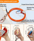 Tree Climbing Flipline Kit With Half Inch Wire Core, Twelve Foot Length, Triple Lock Carabiner Adjuster, Arborist Lanyard