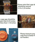 Two Pack Automatic No Mess Bird Cage Feeder Set With Clear Acrylic Food Tray And Blue Water Dispenser For Parrots, size dimensions and installation tips.
