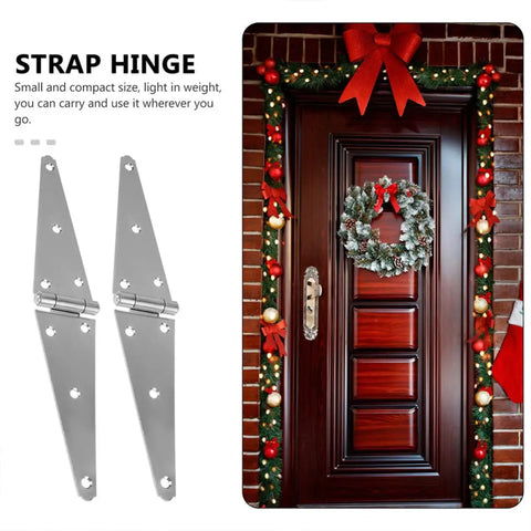 Heavy Duty Gate Hinge Set Four Pack 8 Inch Galvanized Iron Strap Hinges for Wooden Doors and Furniture Outdoor Gate Hardware for Fence and Shed Lightweight ABS Components Weatherproof, two silver hinges
