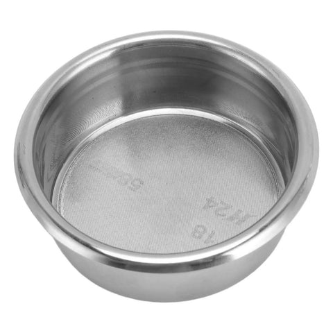 58mm Espresso Portafilter Basket For Home Machines, 18g 304 Stainless Steel Filter With Even Extraction shown close-up