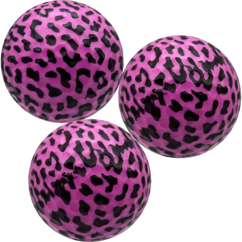 Close-up of Pink Leopard Print Novelty Golf Balls Set Of 12 For Gifts And Tournaments Standout 360 Degree Leopard Design