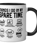 Dragon Boat Paddler Ceramic Mug For Dragonboating Fans And Teams, Black And White Coffee Cup with dragon boating icons and text design.