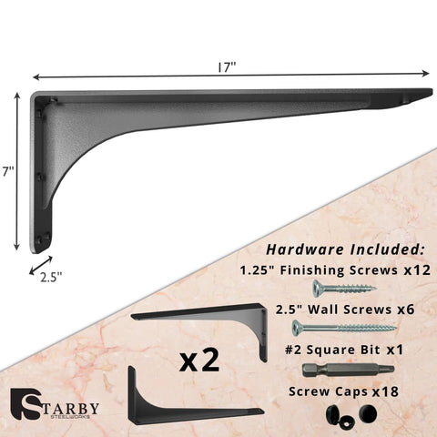 Gladiator Series Low Profile Heavy Duty Shelf Brackets 500 Lb Capacity Hidden Welds For Granite Countertops