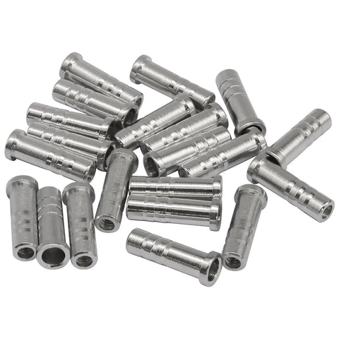 Aluminum Arrow Inserts for 6.2mm Carbon Arrows 12 Pack, 100 125 150 200 Grain Field Points laid out on a white surface.