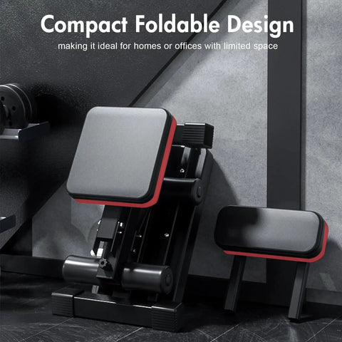 Close-up of foldable 4 In 1 Adjustable Weight Bench With Leg Extension Foldable Incline Decline Bench Press Roman Chair And Preacher Curl.