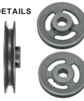 Heavy Duty V Belt Sheave Fifteen Sixteen Bore 5.95 Inch OD Single Groove Web Cast Iron Bored To Size For 3L Or B Belts Includes Keyway And Hollow Head Set Screws Durable Drive Wheel For Tough Machinery side and front views