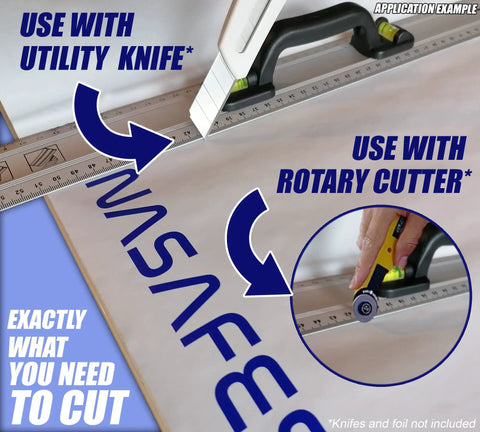 Aluminum Handle Ruler For Precise Cuts, 55cm Centimeter Ruler With Dual-Sided CM Markings used with utility knife and rotary cutter