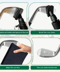 Steps using All In One Golf Towel And Club Brush Cleaning Kit With Water Bottle 16x16 Premium Microfiber Towel Grab And Go Clip