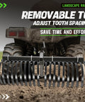 Heavy Duty ATV UTV Landscape Rake Implement For Rock Removal Grass Clumps And Debris Prep For Seeding with adjustable teeth