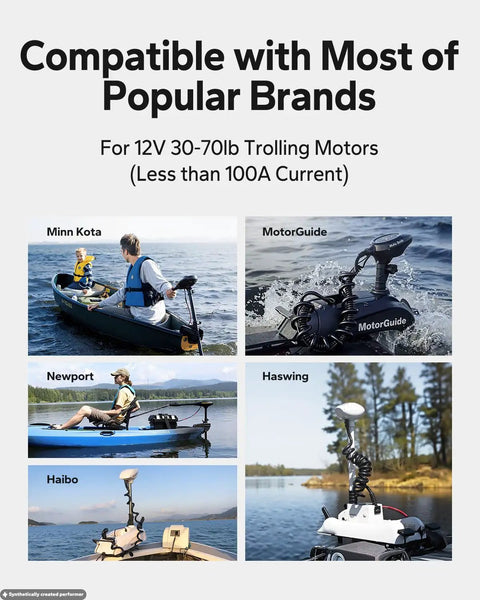 Compatible with Premium 12V 100Ah LiFePO4 Battery Trolling Motor Marine Boat RV 4 Pack for various brands.