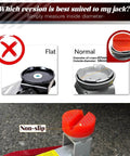 Beefy Heavy Duty Polyethylene Jack Pad Set For Trolley Floor Jacks showing non-slip two-pack red protective pads on jacks