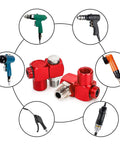 Four Pack 1/4 Inch MNPT Aluminum Air Hose Fittings With 360 Degree Swivel Plug And Play Quick Connect Pneumatic Tool Adapters For Air Tools Red Includes Thread Tape For Leak Prevention, red aluminum fittings with air tools