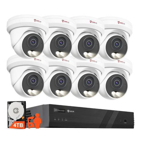 8MP outdoor cameras with 4TB NVR, 4K 16 Channel PoE Security Camera System with smart color night vision, plug and play setup.