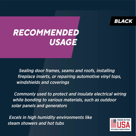 Front view of Rutland 500°F RTV high-heat silicone sealant packaging in black, showing recommended usage and Made in USA logo.